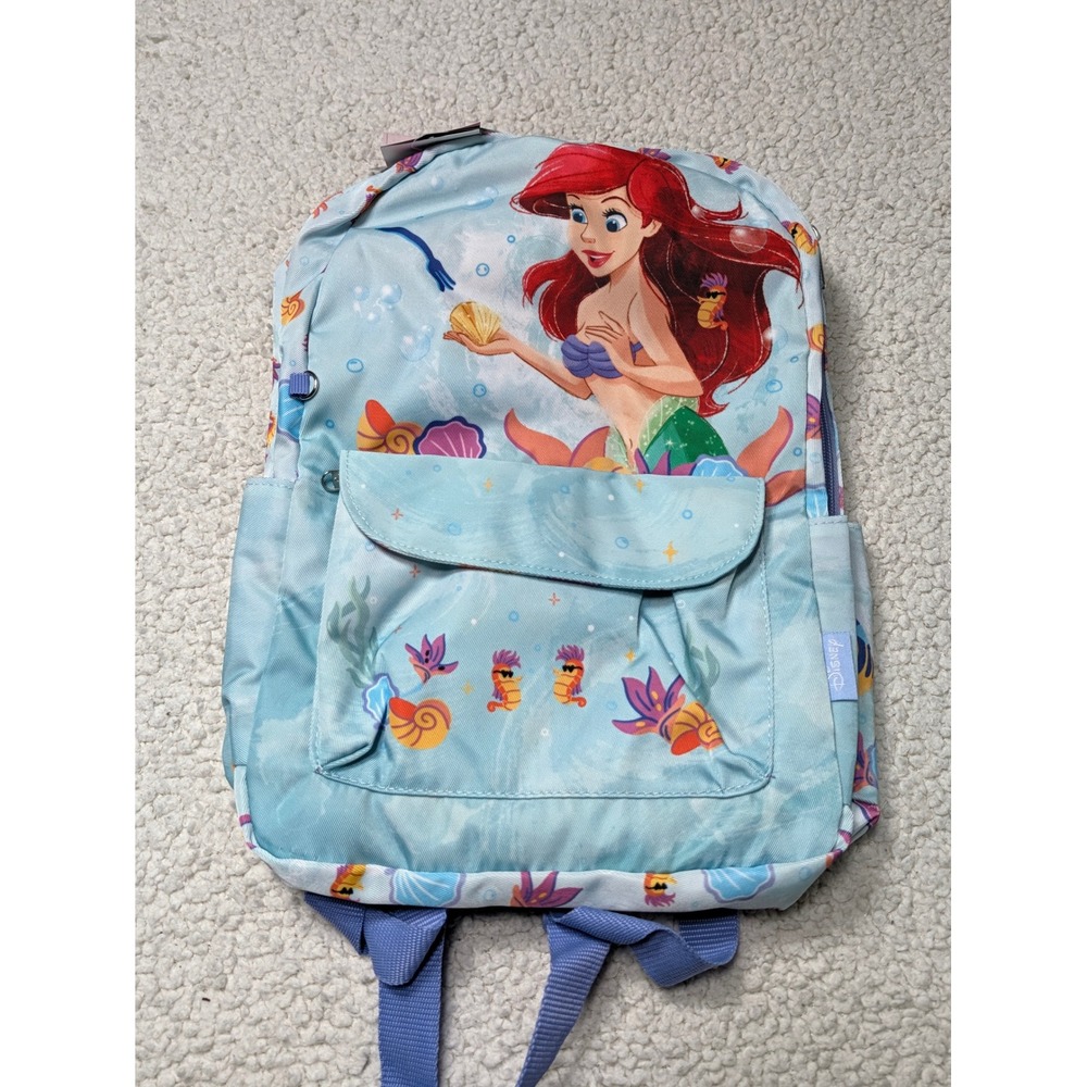 Disney Kids Little Mermaid Ariel Waves of Fun Backpack Blue Padded Straps OS